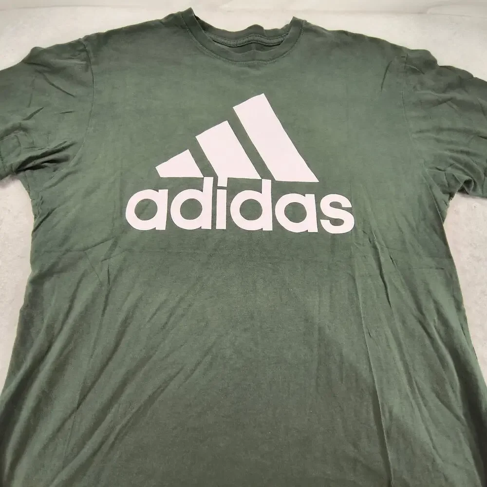 Adidas Casual Crew Neck Short Sleeve T Shirt Mens Size Large L Green White